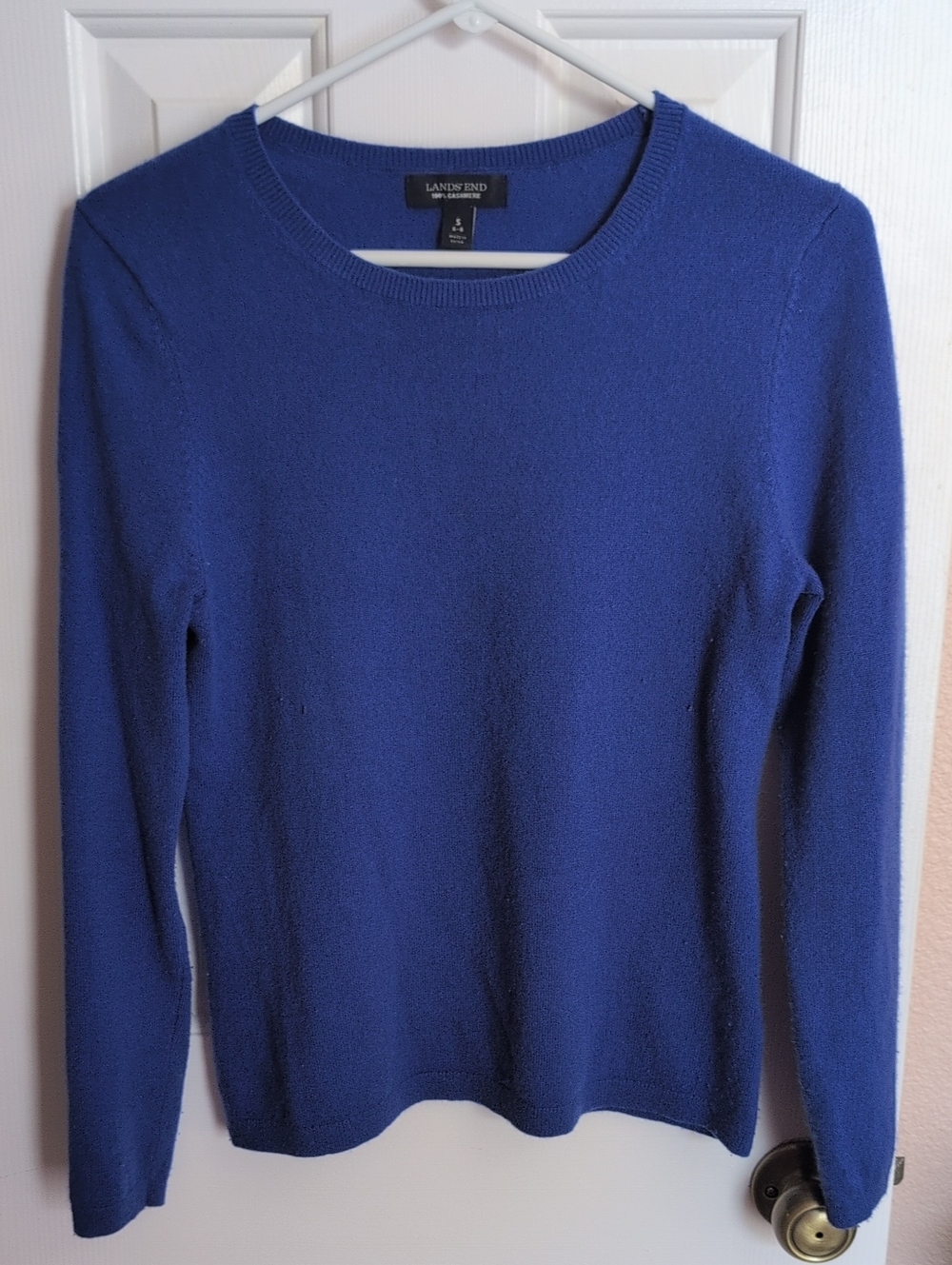 Land's End Cashmere Crew Neck Sweater Cobalt Blue S 6-8